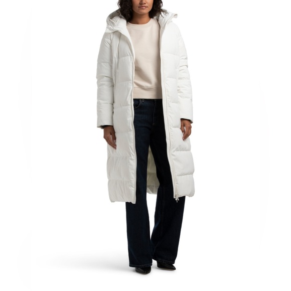 Save the Duck Women’s Missy Long Parka Coat in White - Picture 1 of 3
